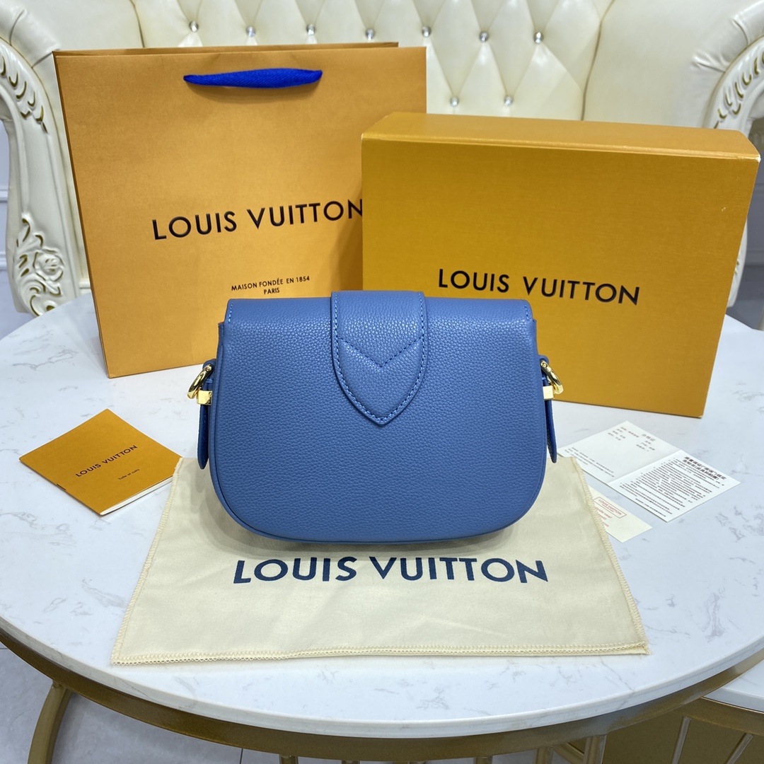 Louis Vuitton LV PONT 9 SOFT PM Grained Leather Shoudler Bag M58964 Blue